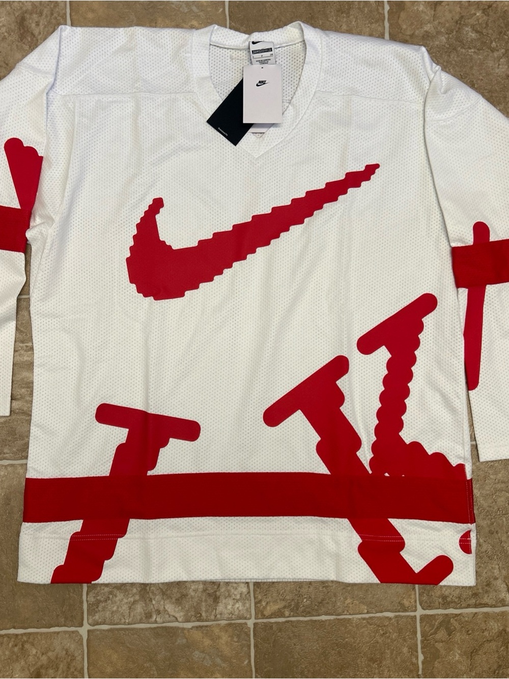 Nike Sportswear Club Oversized White Hockey Jersey Sweater HV1137-100 Men’s Smal